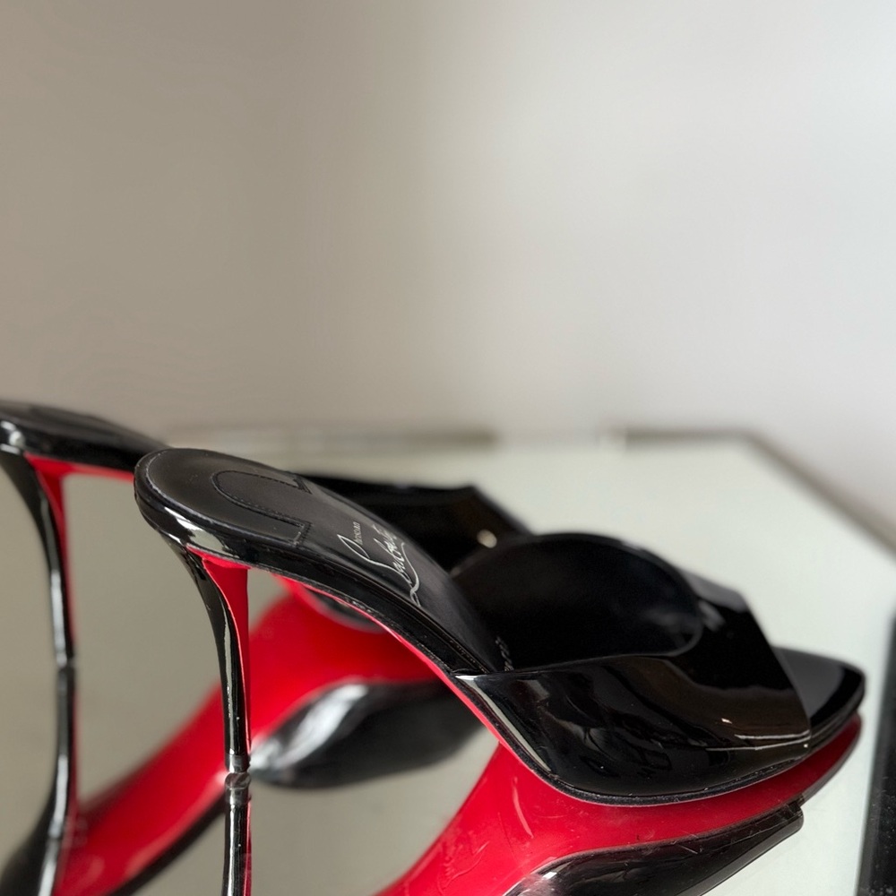 Worn once Christian Louboutin Miss Z Mule 80 mm Patent calf leather Black $995 - Picture 10 of 12